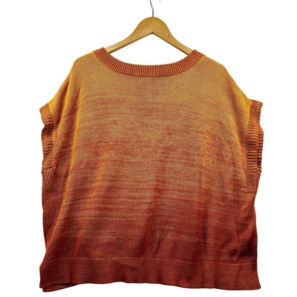 Peruvian Connection Sweater Vest Womens M/L Orange Pima Cotton Knit Oversized - Picture 2 of 7